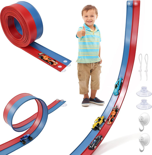 Flexible Race Track for Kids - 15 Ft Starter Set Flex Car Toy Slot Tracks