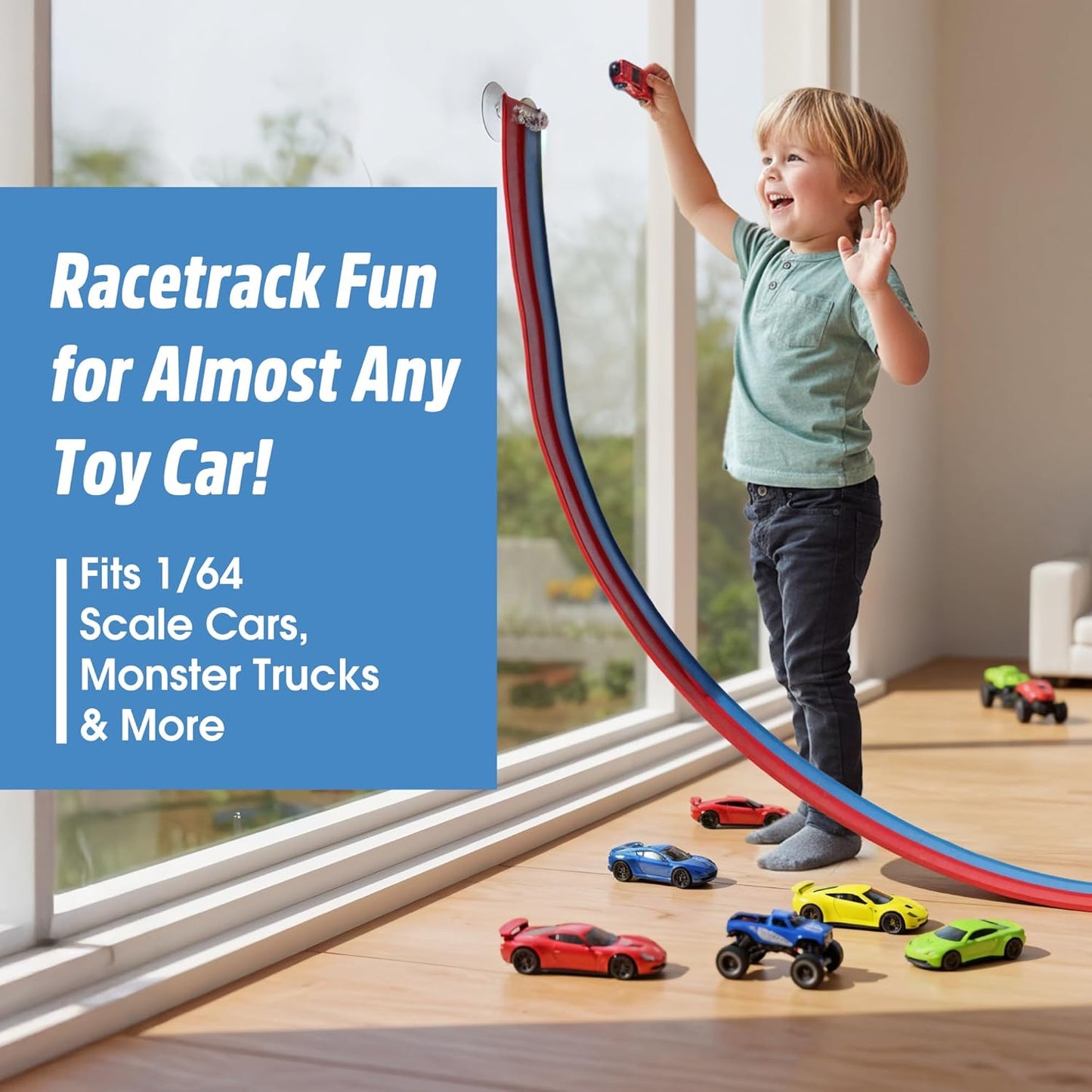 Flexible Race Track for Kids - 15 Ft Starter Set Flex Car Toy Slot Tracks