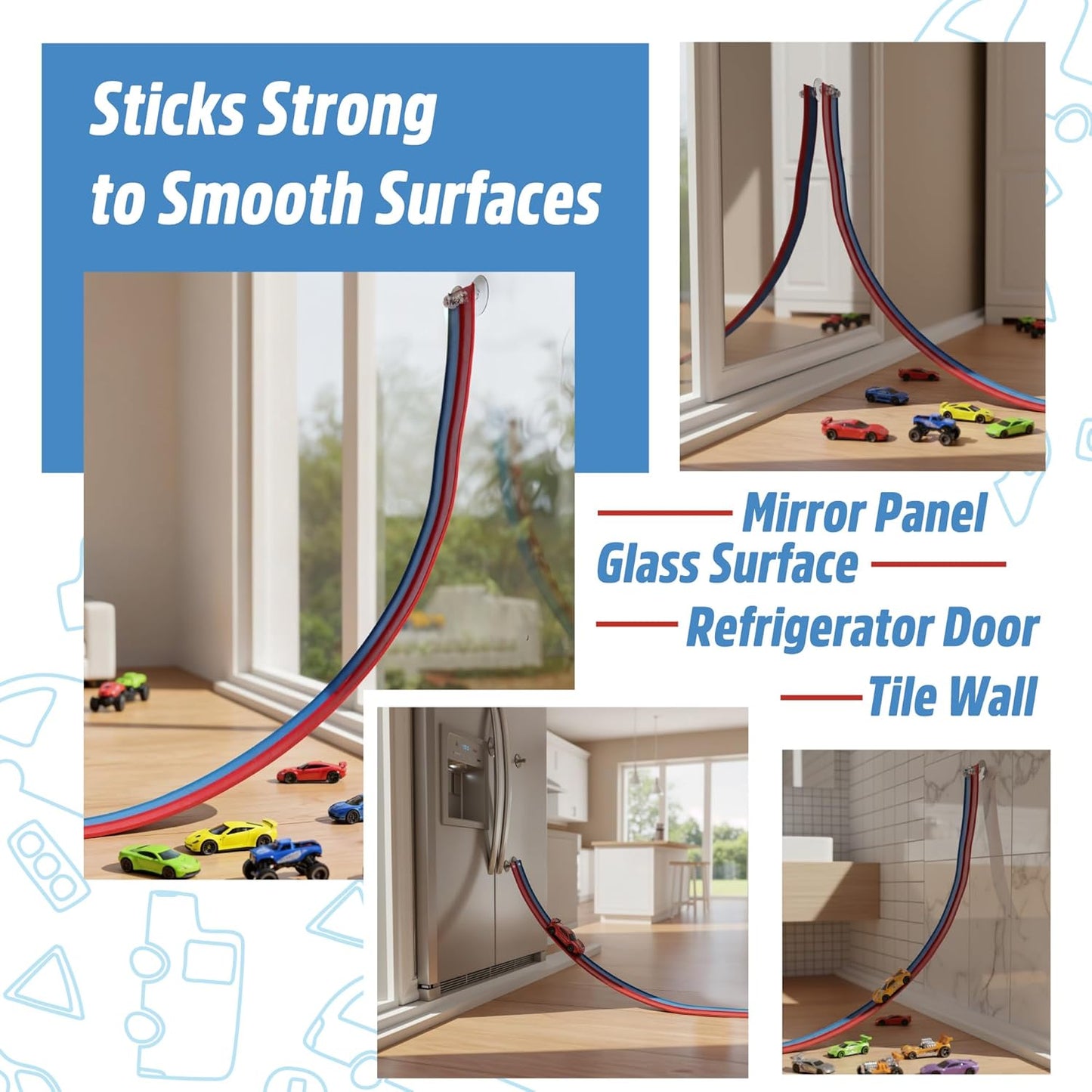 Flexible Race Track for Kids - 15 Ft Starter Set Flex Car Toy Slot Tracks